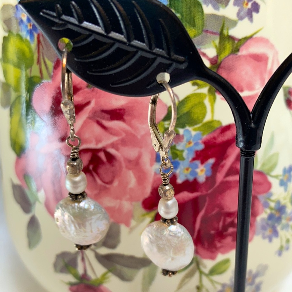 Freshwater “coin” pearls with Sterling Wires/Beads